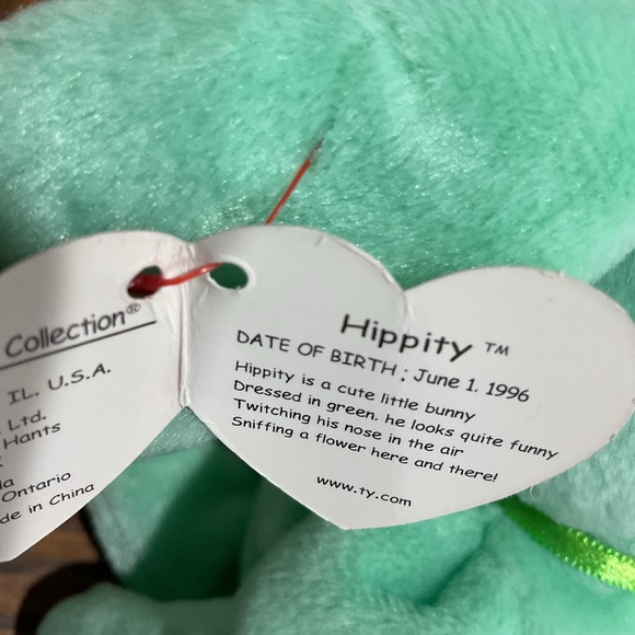 Ty Mint Green Bunny Hippity beanie, basket beanie ornament and buddy - Picture 7 of 16